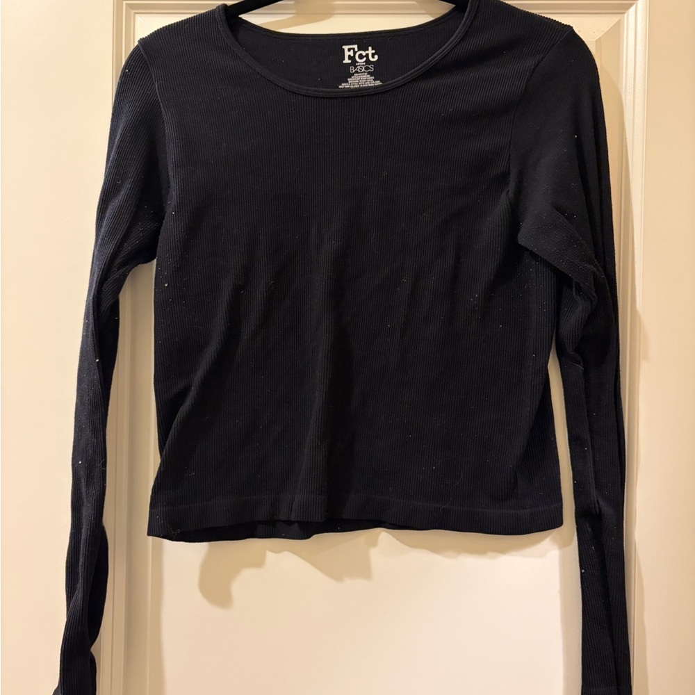 Fct Women's Black Ribbed Long Sleeve Top